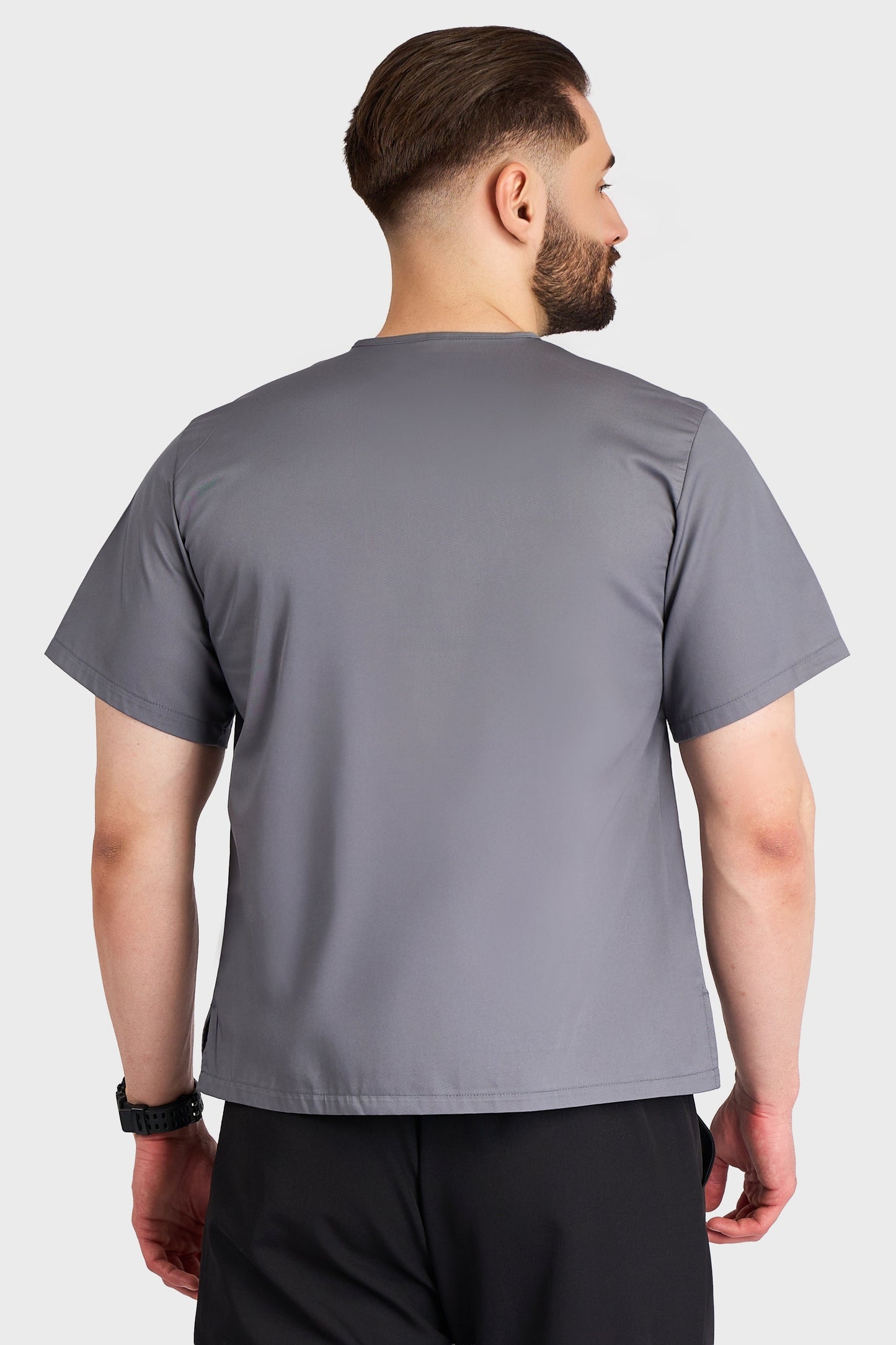Bluza Medicala Hugo Barbati - Gri - vedere spate - Akitex