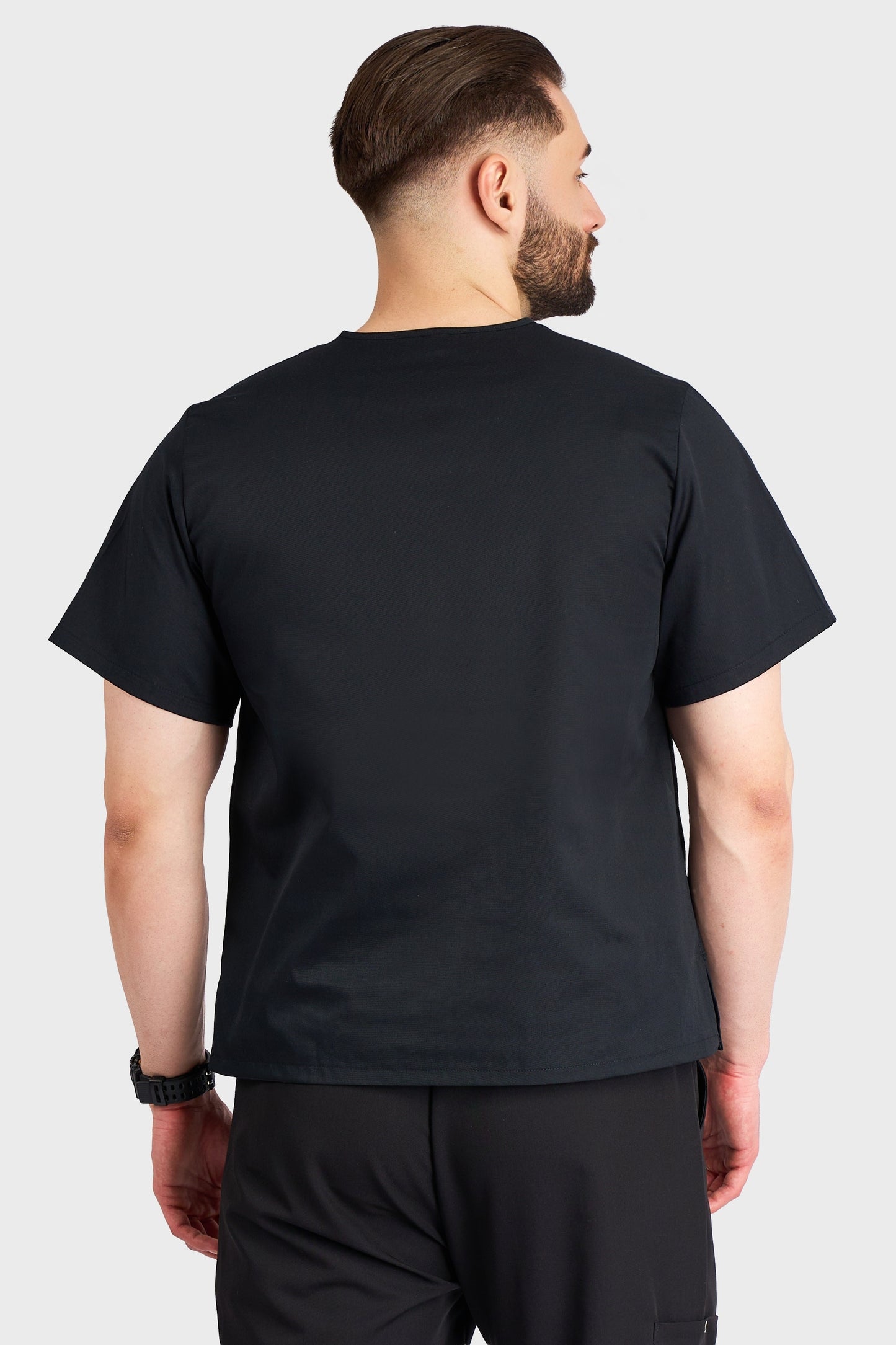 Bluza Medicala Hugo Barbati - Negru - vedere spate - Akitex