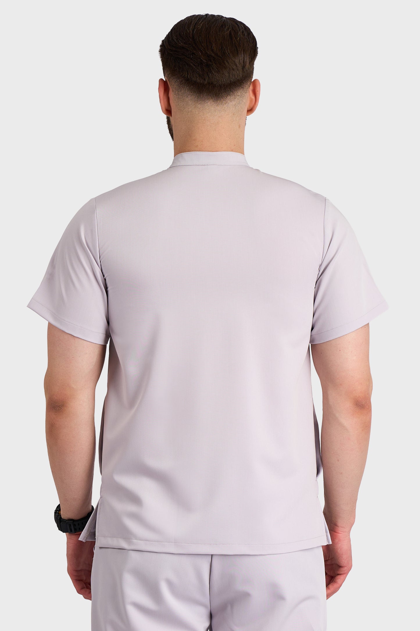 Bluza Medicala Valuca STRETCH Barbati - Gri - vedere de la spate - material elastic - Akitex