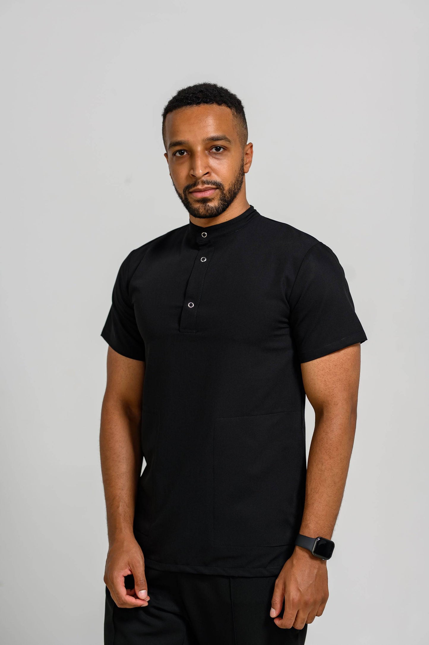 Bluza Medicala Valuca STRETCH Barbati - Negru - vedere frontala - material elastic - Akitex