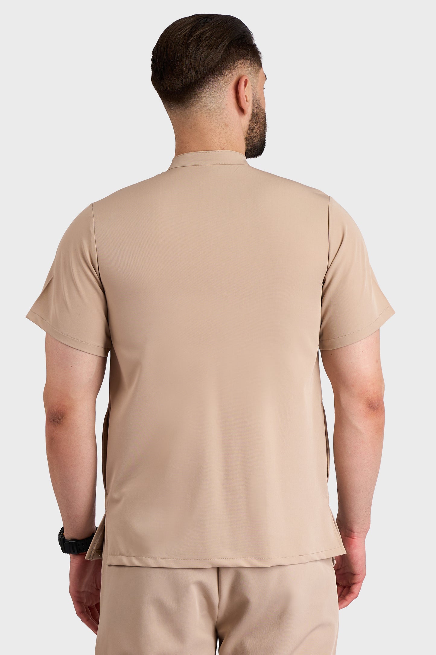 Bluza Medicala Valuca STRETCH Barbati - Safari - vedere de la spate - material elastic- Akitex