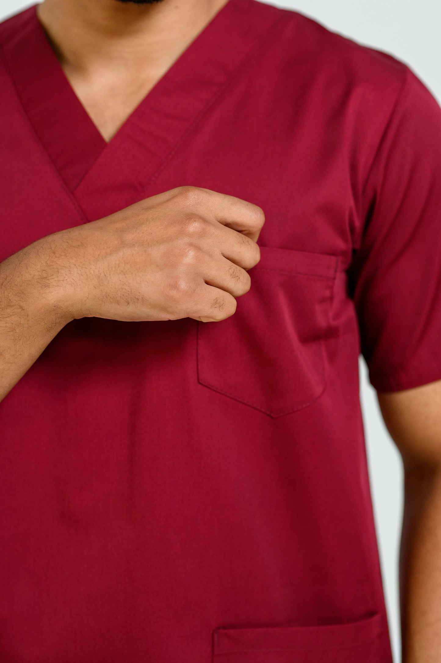 Bluza Medicala Victoria Barbati - Bordo - vedere detaliu buzunar - Akitex