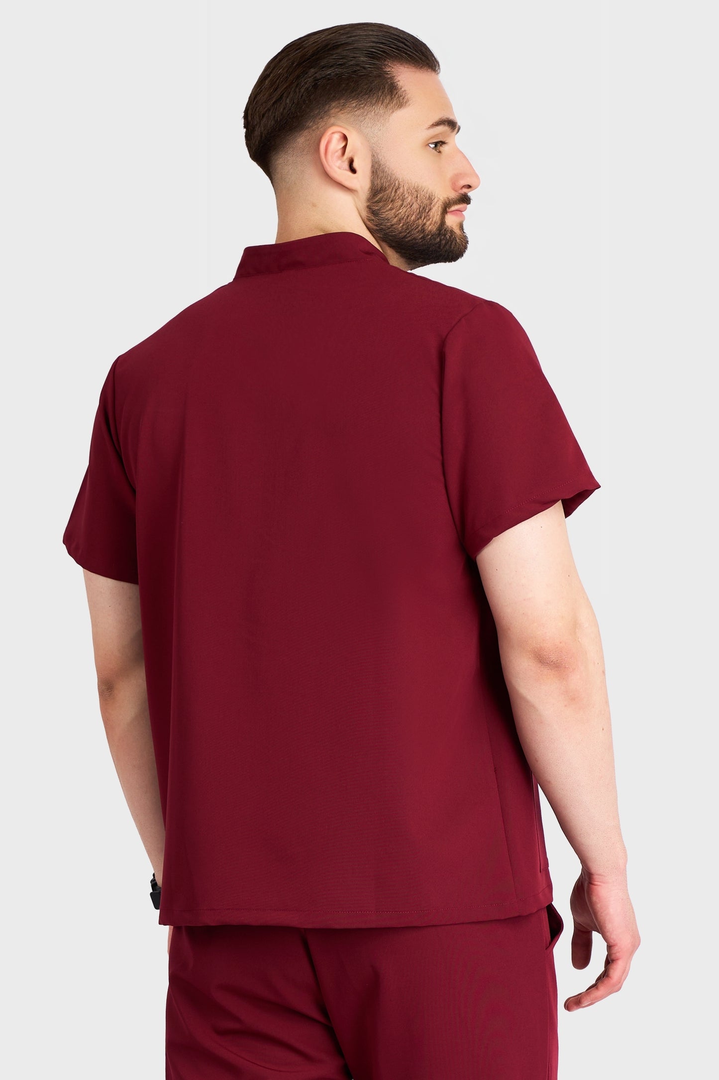 Halat Medical Jack - Bordo - vedere de la spate - material elastic - Akitex