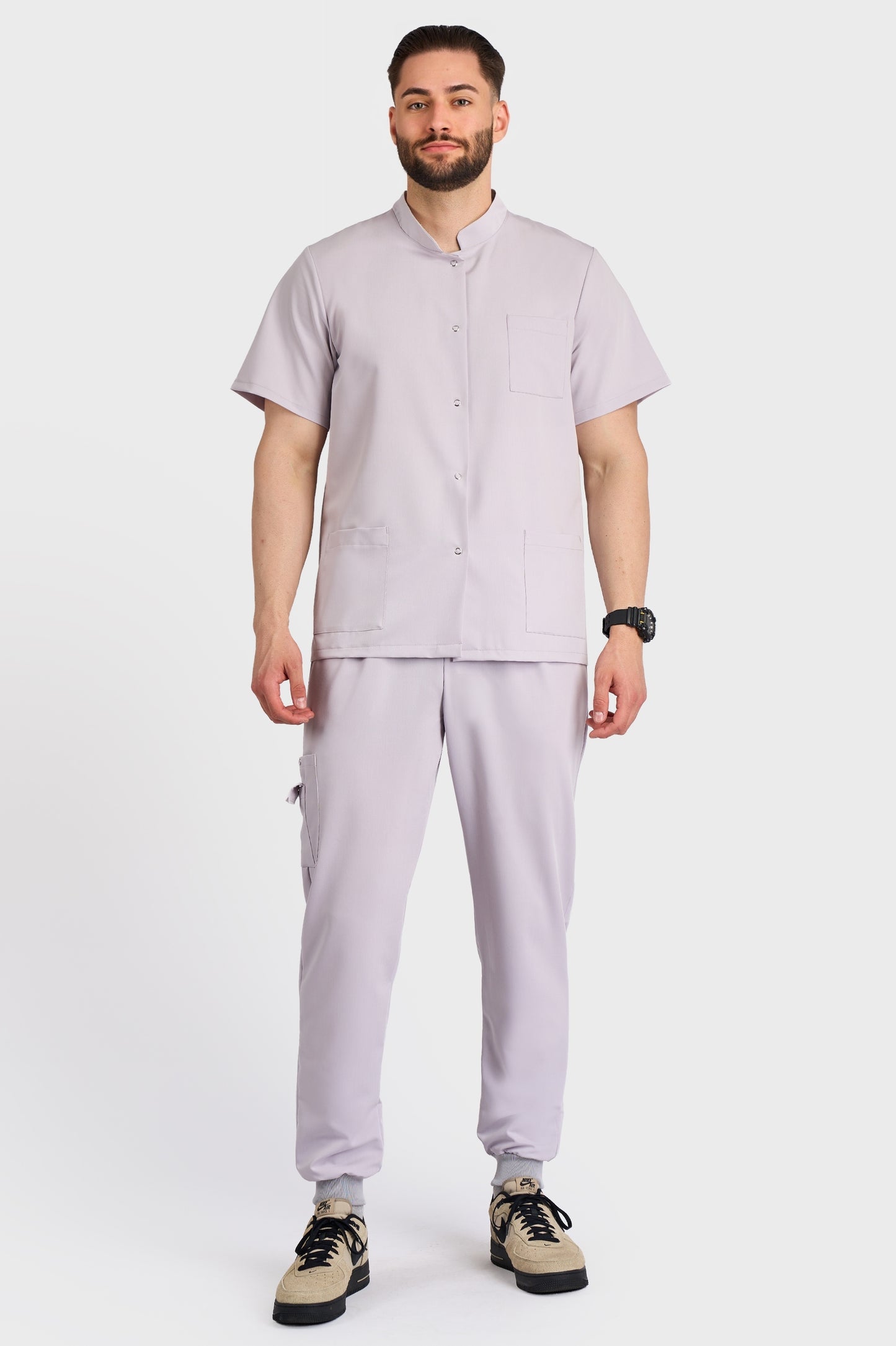 Halat Medical Jack - Gri - vedere totala - material elastic - Akitex