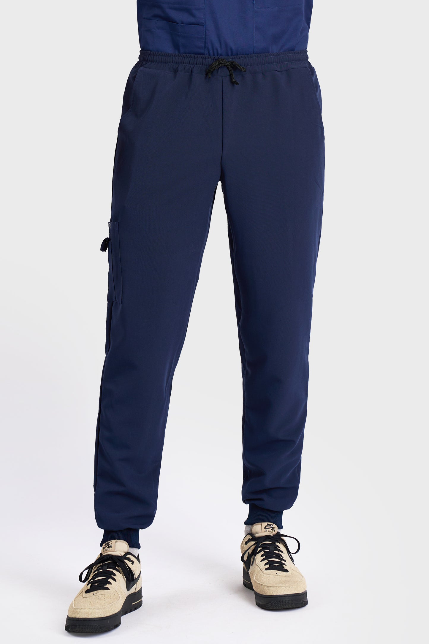 Pantaloni Medicali Joger Barbati Stretch - Navy - vedere frontala - material elastic - Akitex