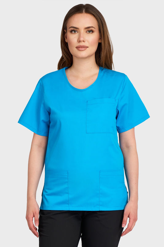 Bluza Medicala Dona Femei - Turquoise - vedere frontala - Akitex 