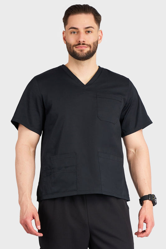 Bluza Medicala Hugo Barbati - Negru - vedere frontala - Akitex 