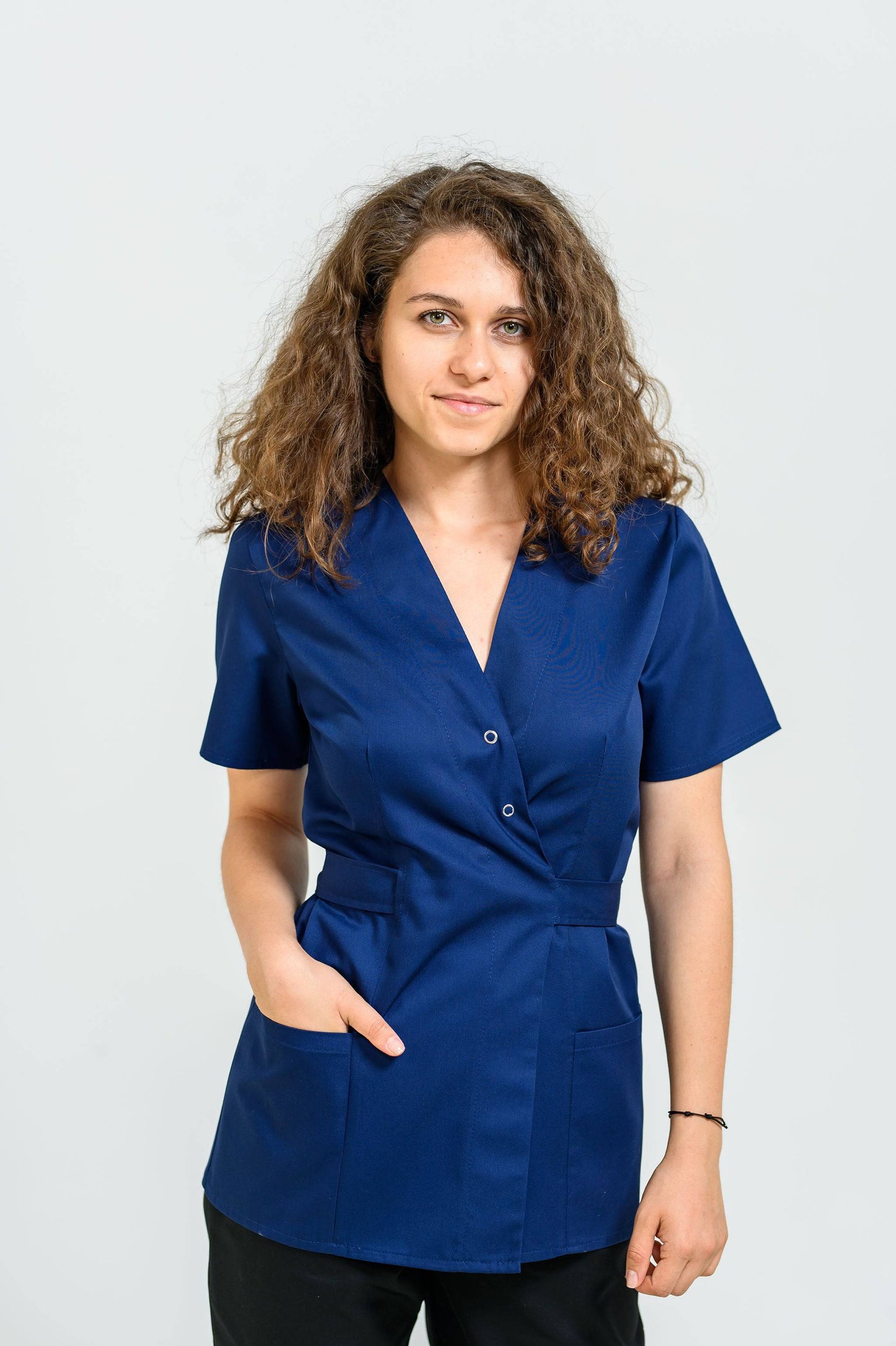 Bluza Medicala Kimono - Navy - vedere frontala - Akitex