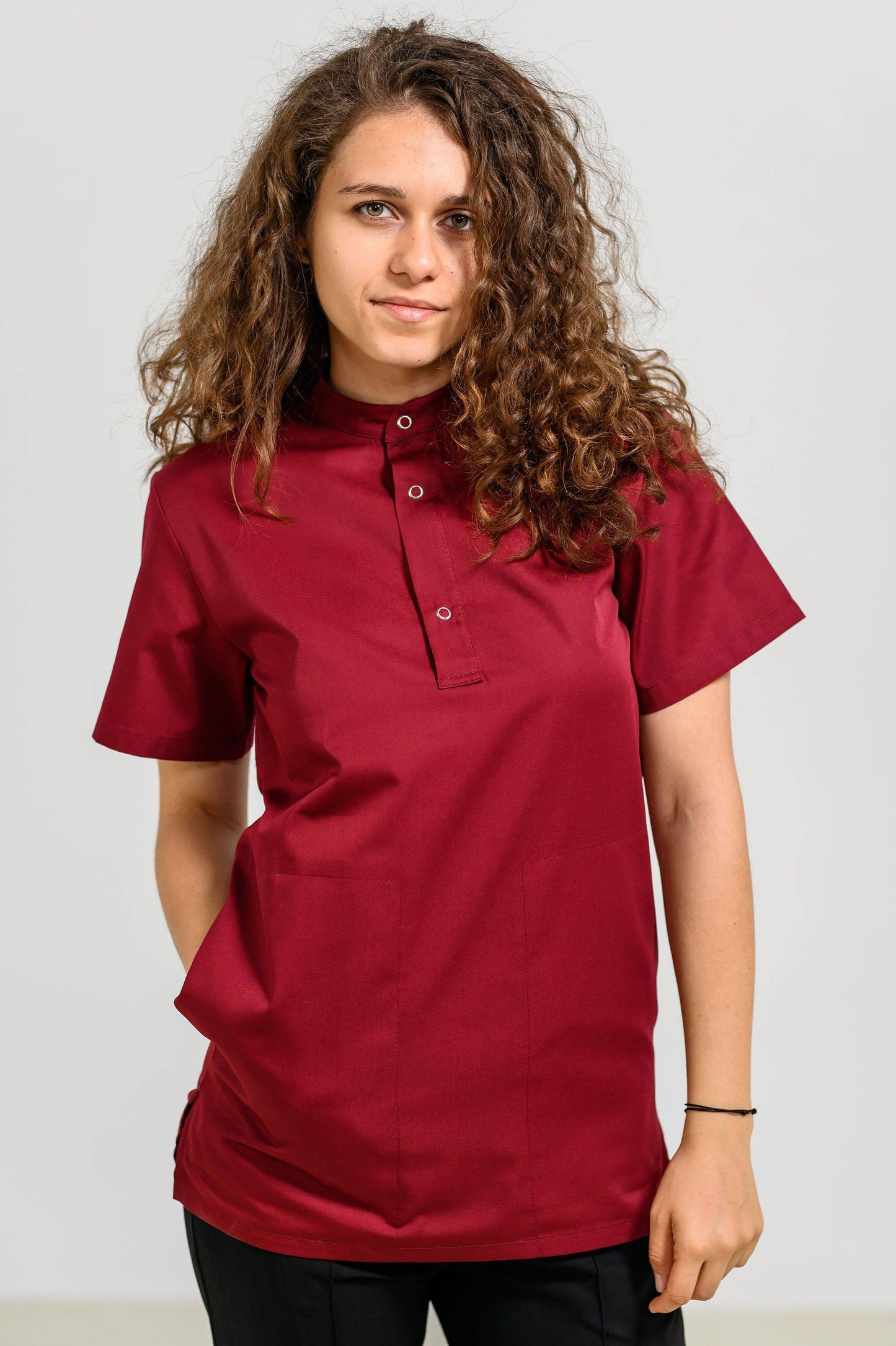 Bluza Medicala Valuca - Bordo - vedere frontala - Akitex